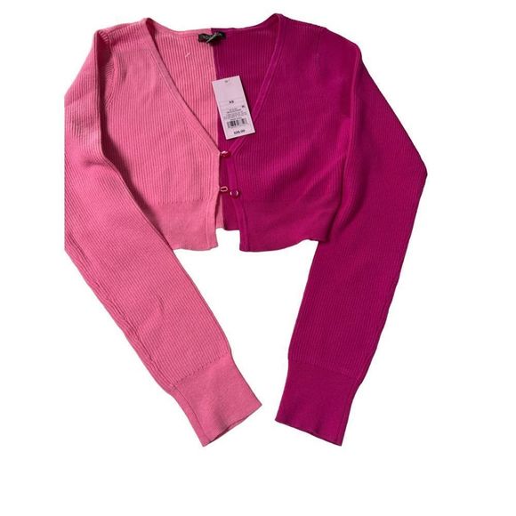 Wild Fable Womens Cardigan Sweater Pink Color Block Long Sleeve V Neck XS New - Picture 1 of 4